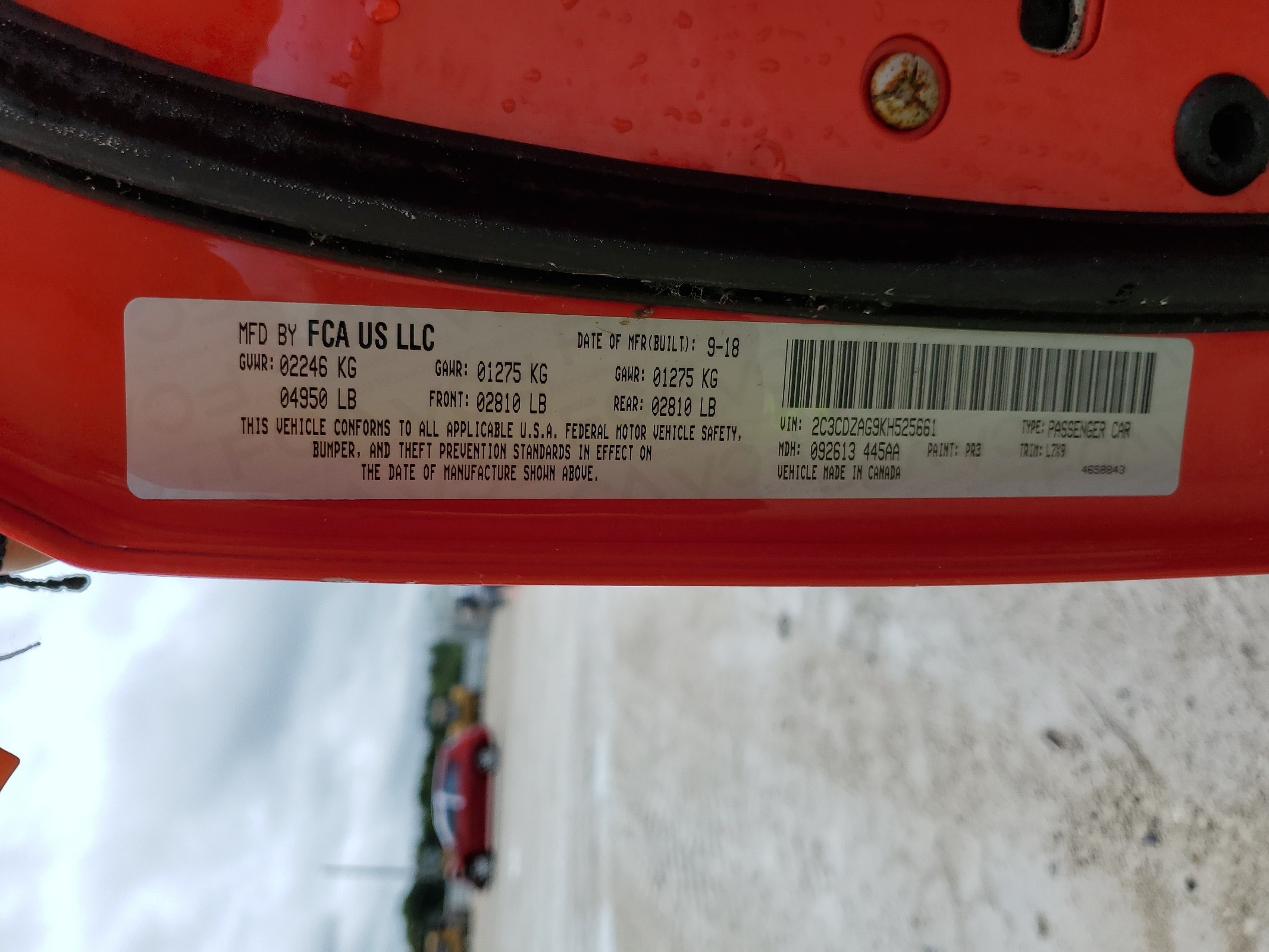 2C3CDZAG9KH525661 2019 Dodge Challenger Sxt