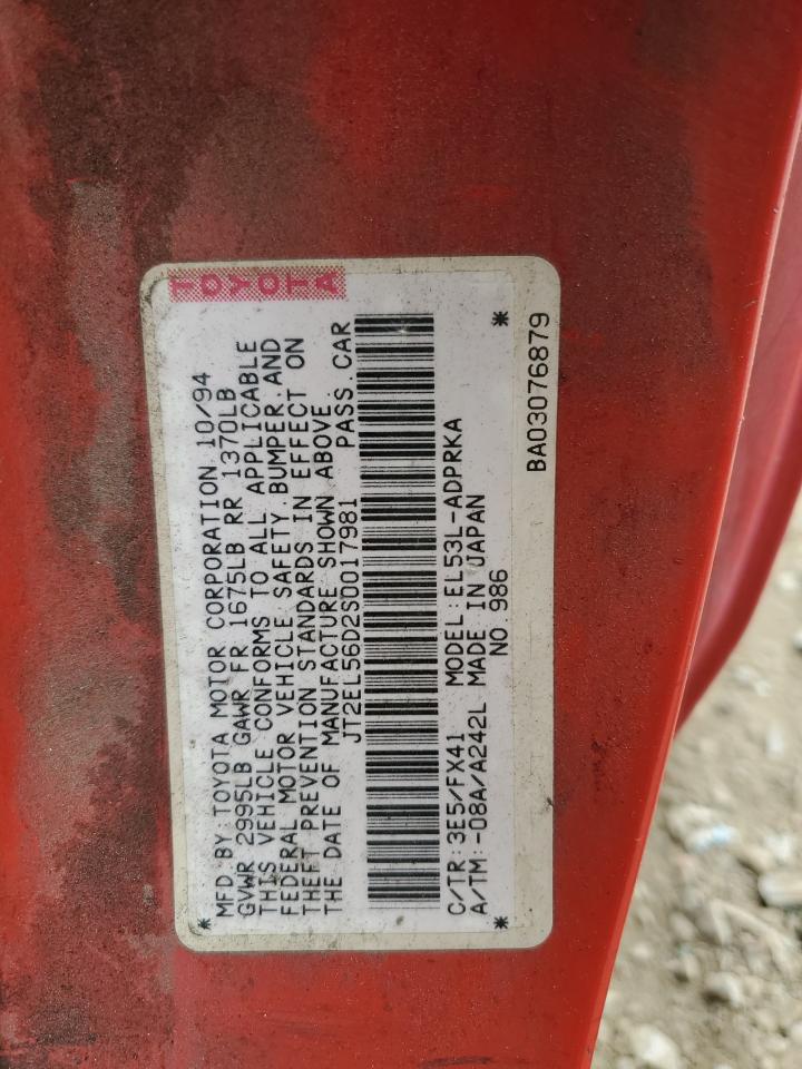 1995 Toyota Tercel Dx VIN: JT2EL56D2S0017981 Lot: 58267714