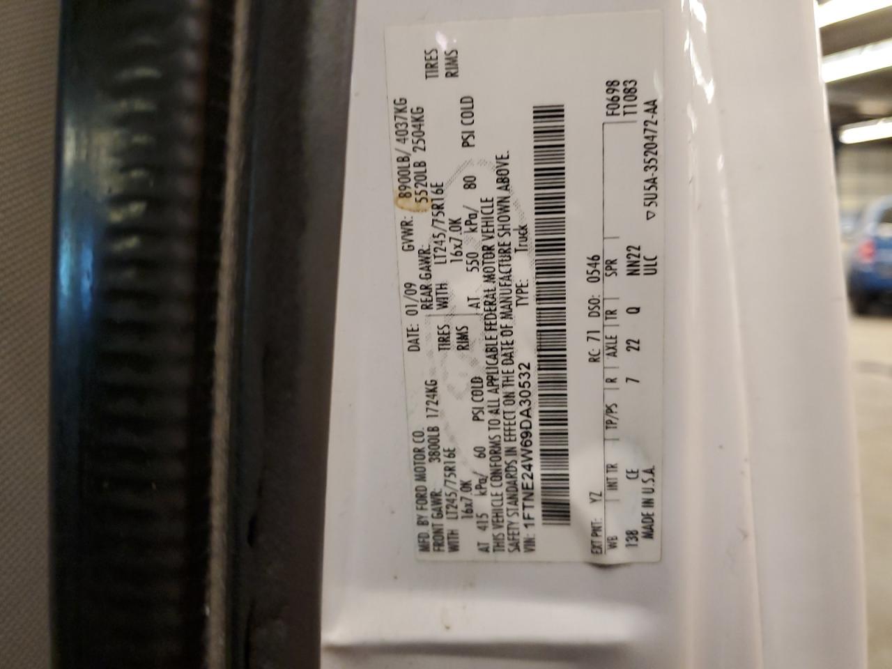 2009 Ford Econoline E250 Van VIN: 1FTNE24W69DA30532 Lot: 57051174