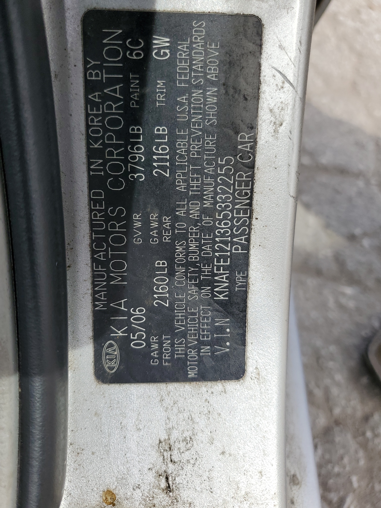 KNAFE121365332255 2006 Kia Spectra Lx