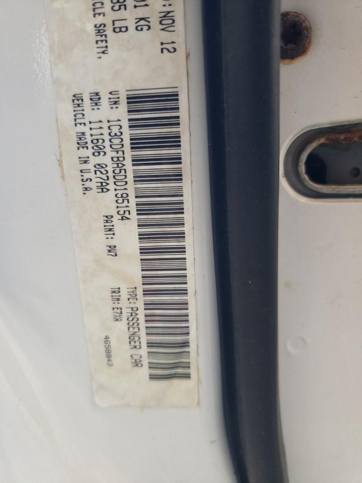 2013 Dodge Dart Sxt VIN: 1C3CDFBA5DD195154 Lot: 58538314