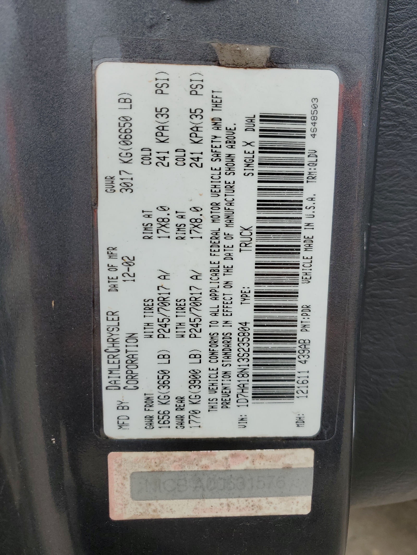 1D7HA18N13S235804 2003 Dodge Ram 1500 St