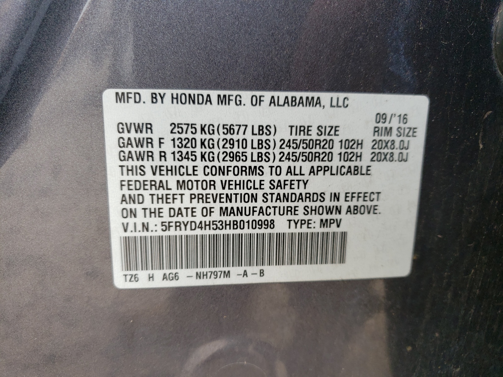 5FRYD4H53HB010998 2017 Acura Mdx Technology