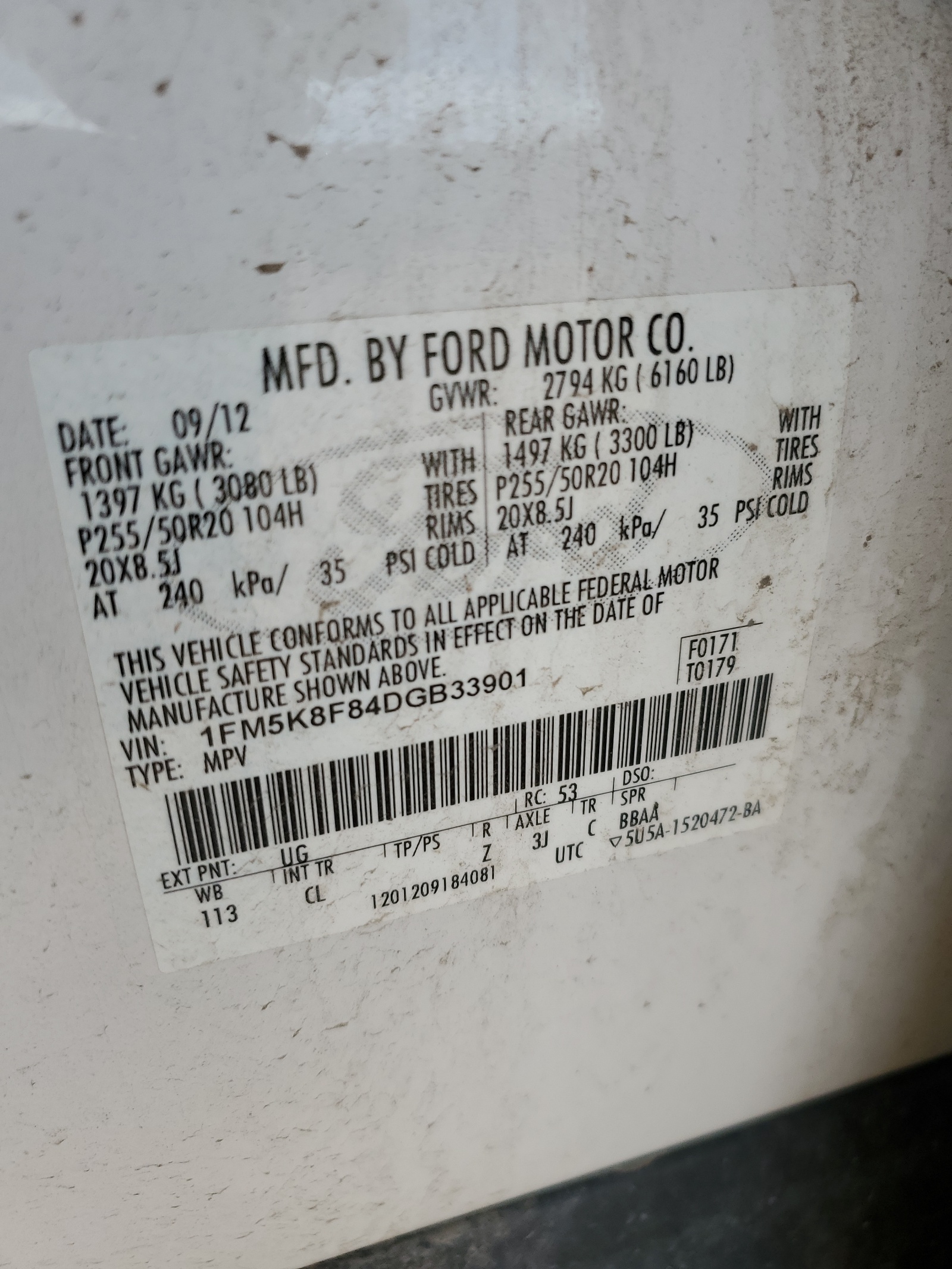 1FM5K8F84DGB33901 2013 Ford Explorer Limited