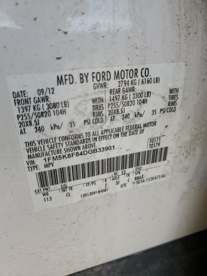 2013 Ford Explorer Limited VIN: 1FM5K8F84DGB33901 Lot: 59565534