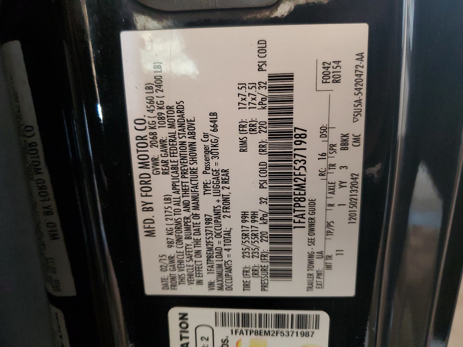 1FATP8EM2F5371987 2015 Ford Mustang