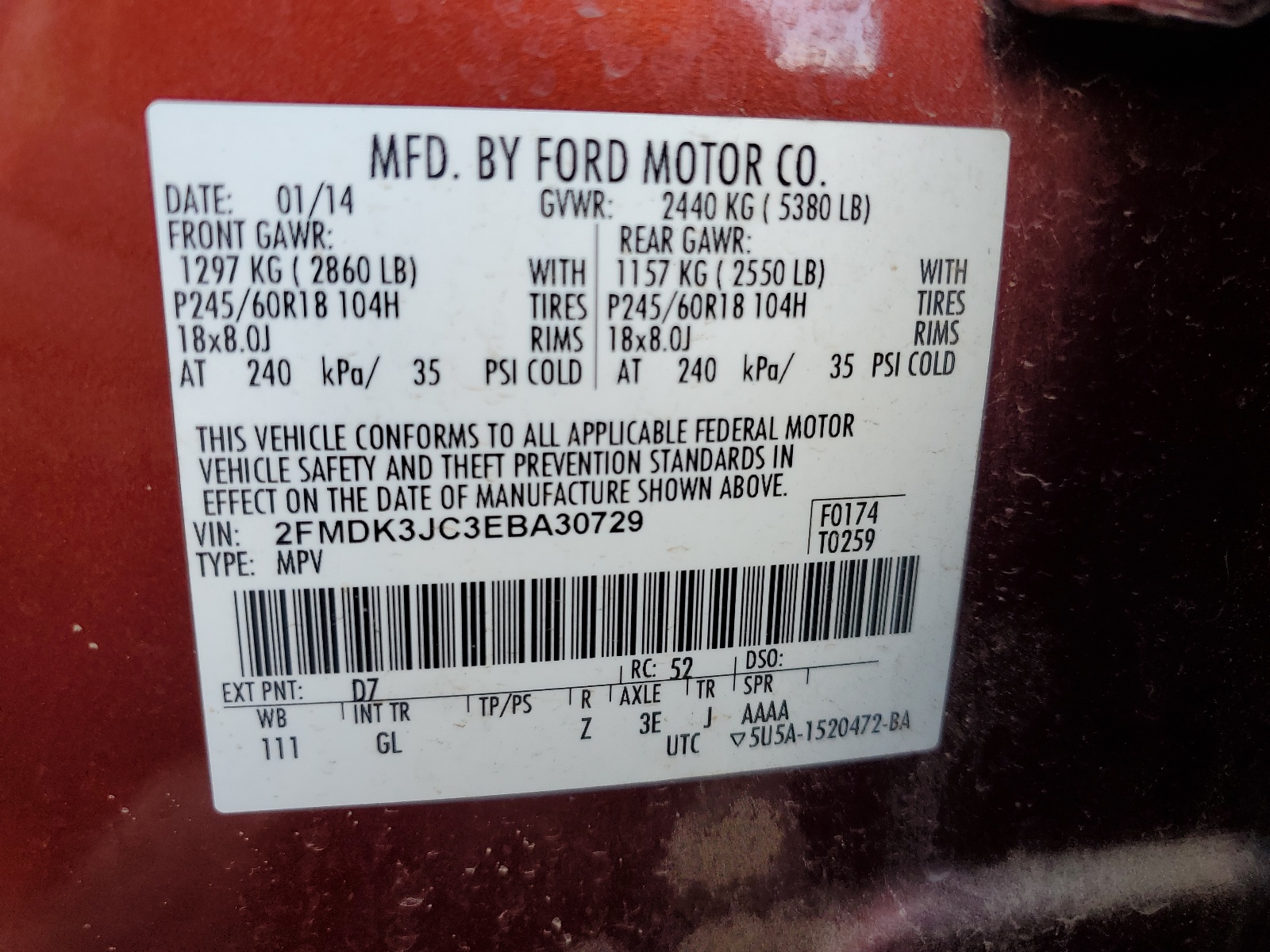 2FMDK3JC3EBA30729 2014 Ford Edge Sel