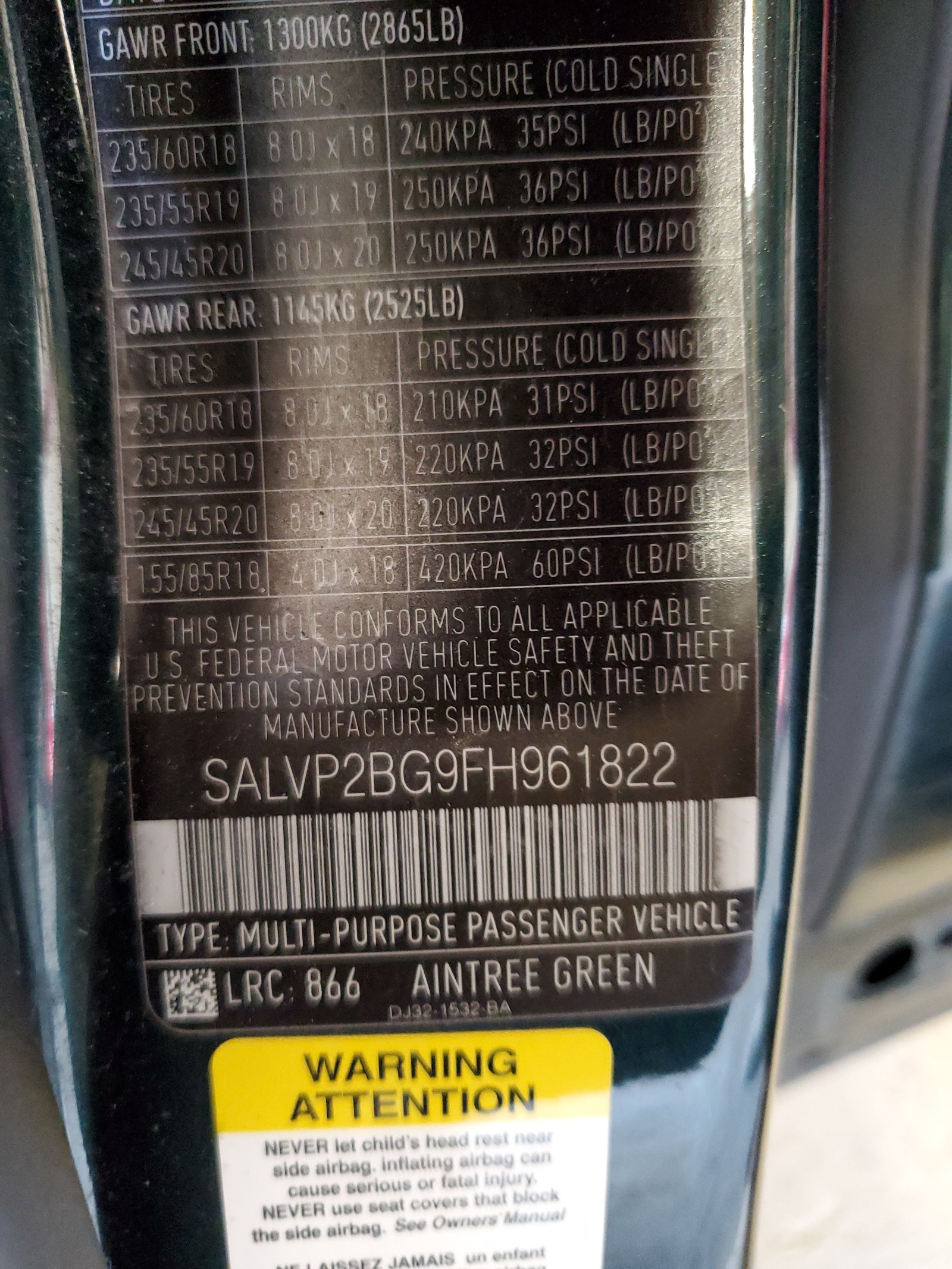 SALVP2BG9FH961822 2015 Land Rover Range Rover Evoque Pure Plus