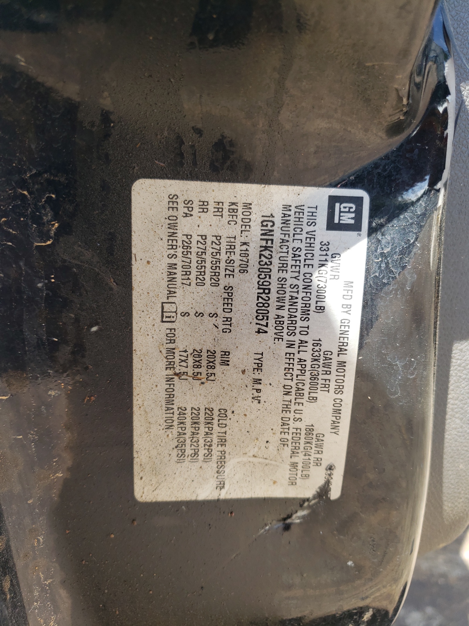 1GNFK23059R280574 2009 Chevrolet Tahoe K1500 Lt