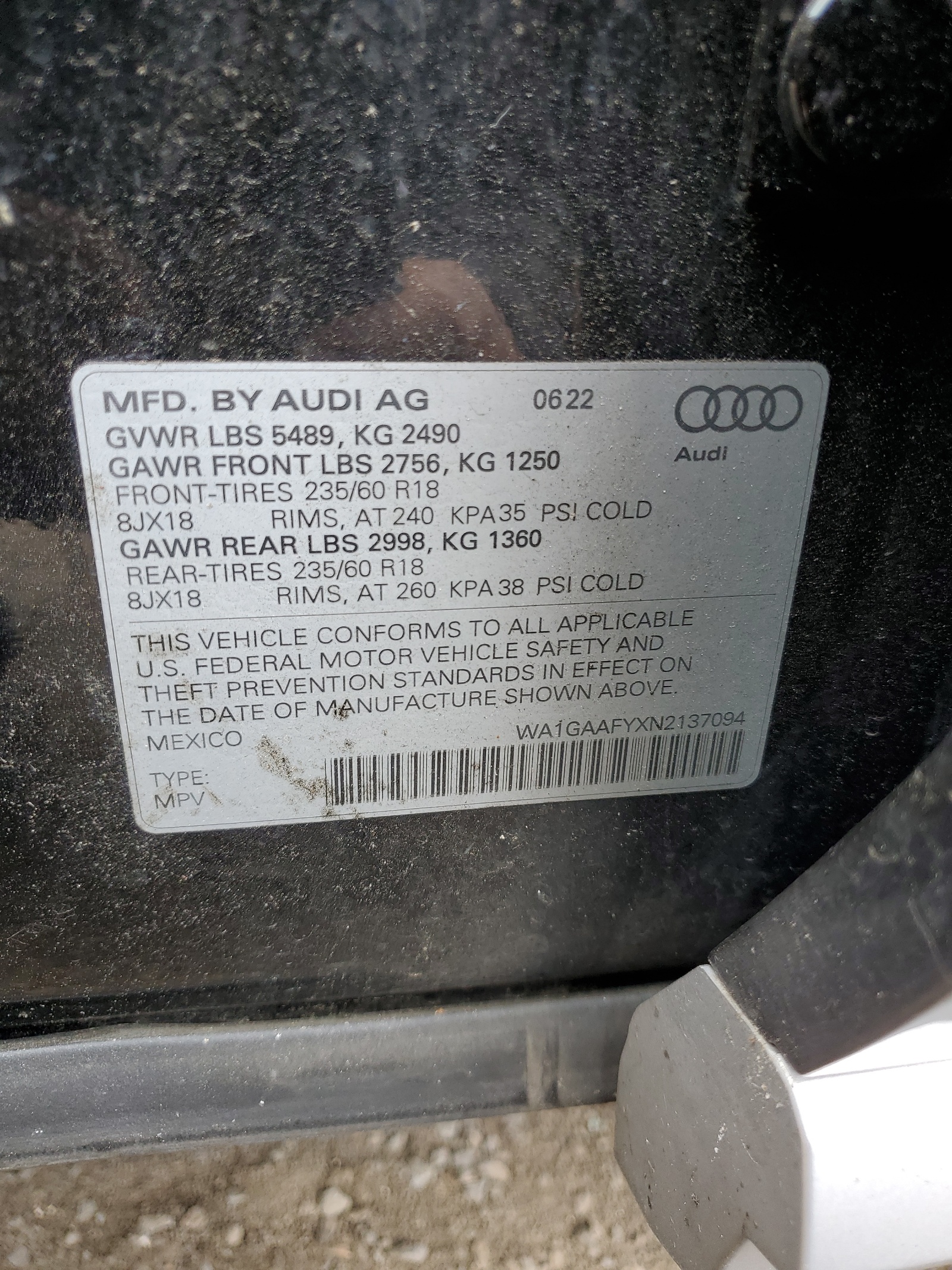 WA1GAAFYXN2137094 2022 Audi Q5 Premium 45