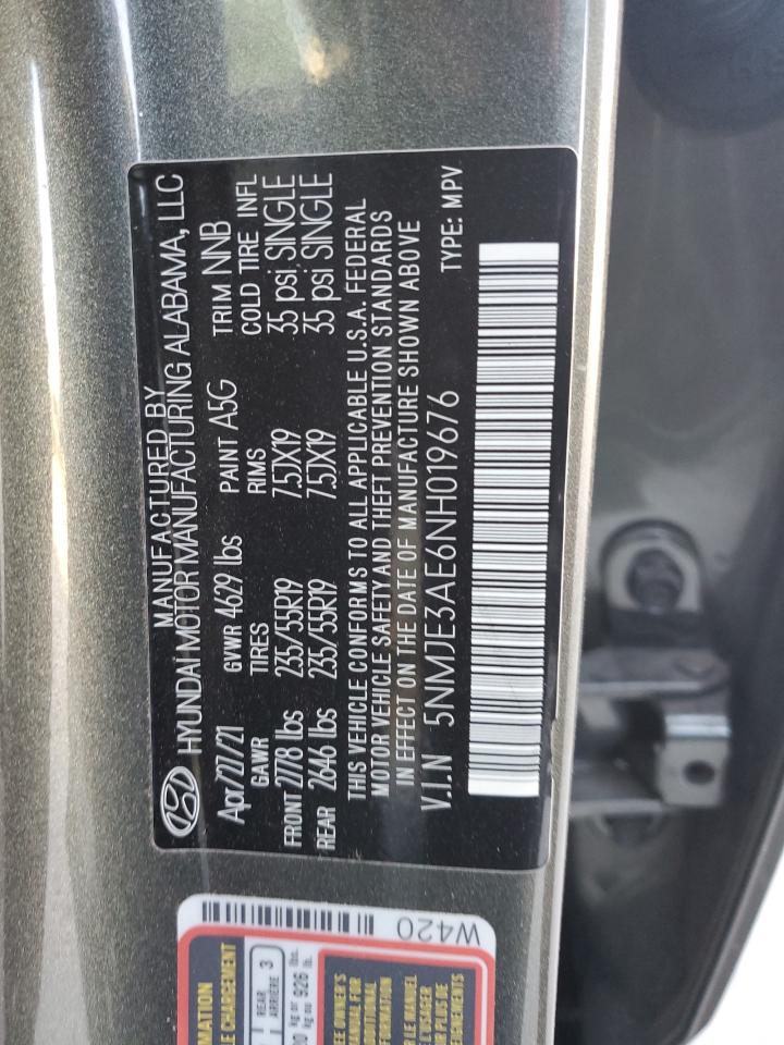 2022 Hyundai Tucson Limited VIN: 5NMJE3AE6NH019676 Lot: 61137424