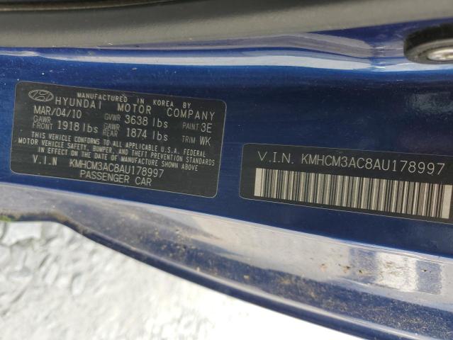 KMHCM3AC8AU178997 | 2010 Hyundai accent blue