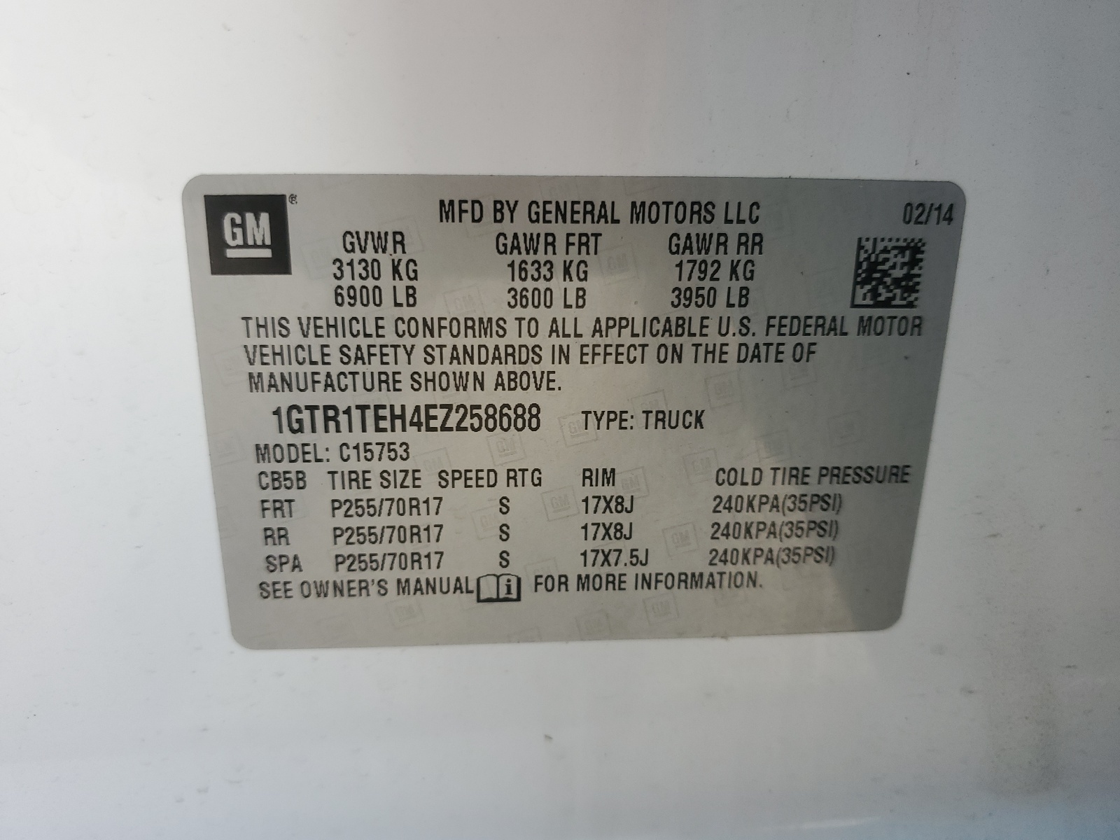 1GTR1TEH4EZ258688 2014 GMC Sierra C1500