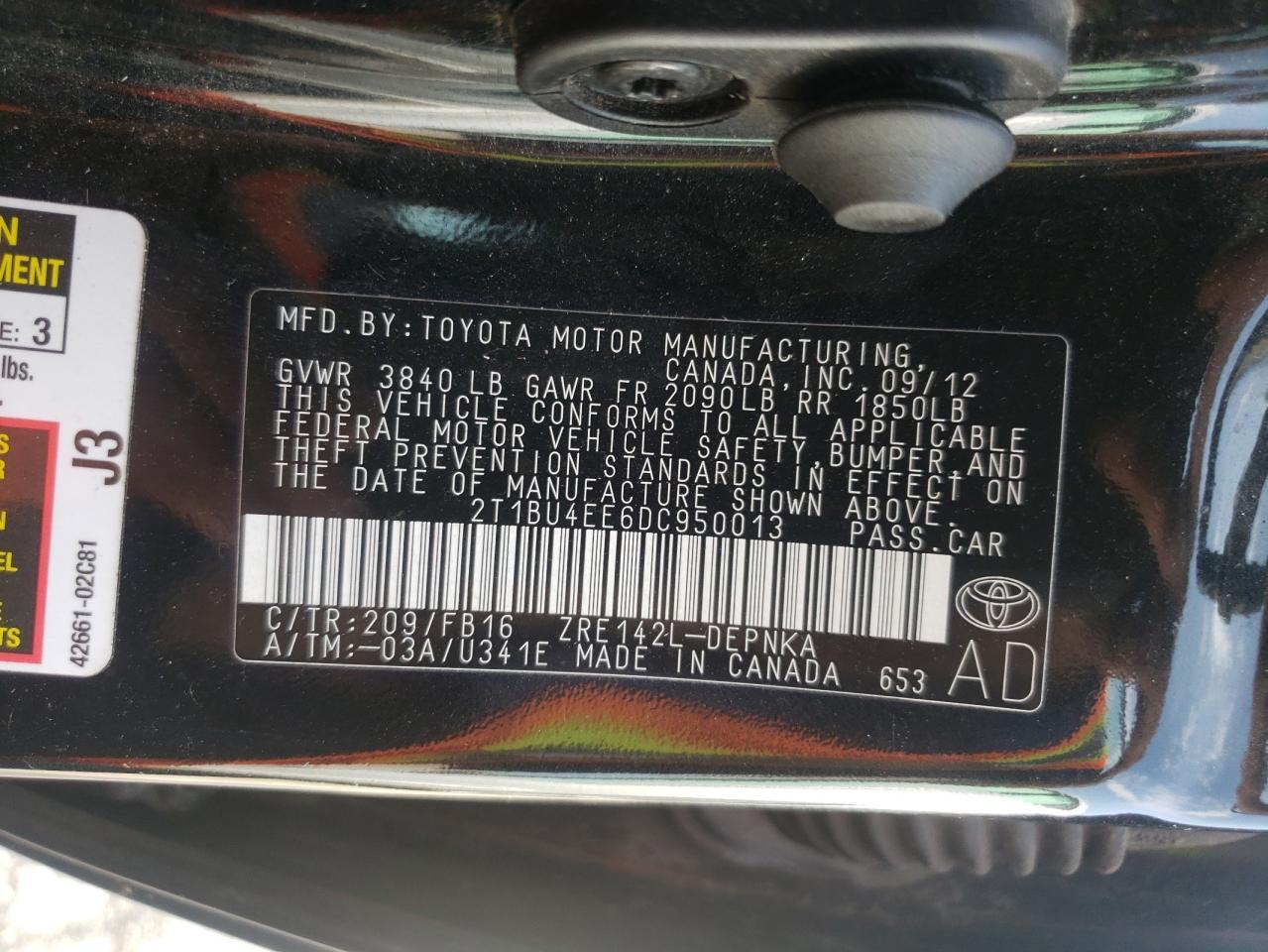 2T1BU4EE6DC950013 2013 Toyota Corolla Base