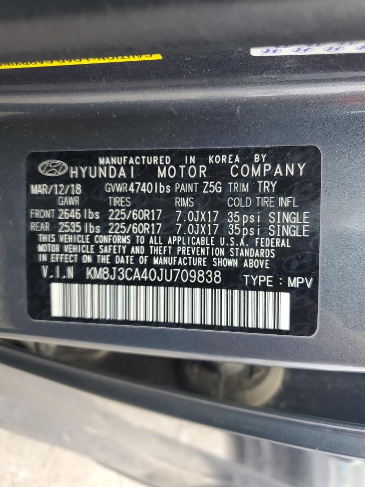 2018 Hyundai Tucson Sel VIN: KM8J3CA40JU709838 Lot: 59876484