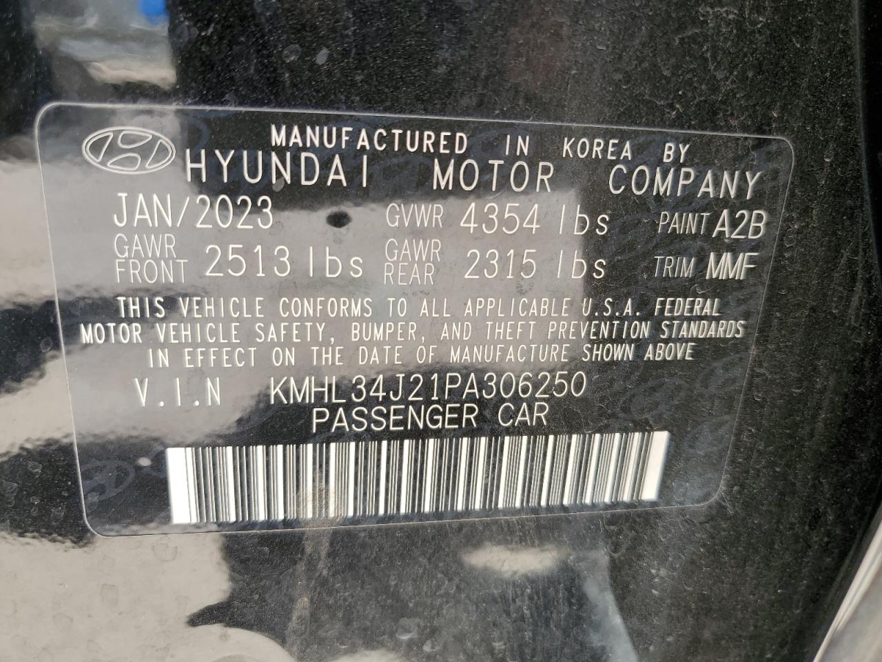 2023 Hyundai Sonata Limited VIN: KMHL34J21PA306250 Lot: 60759094