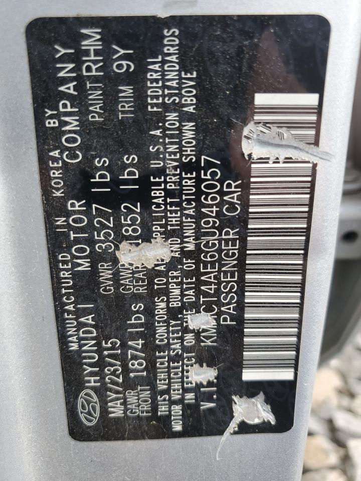 2016 Hyundai Accent Se VIN: KMHCT4AE6GU946057 Lot: 60451224