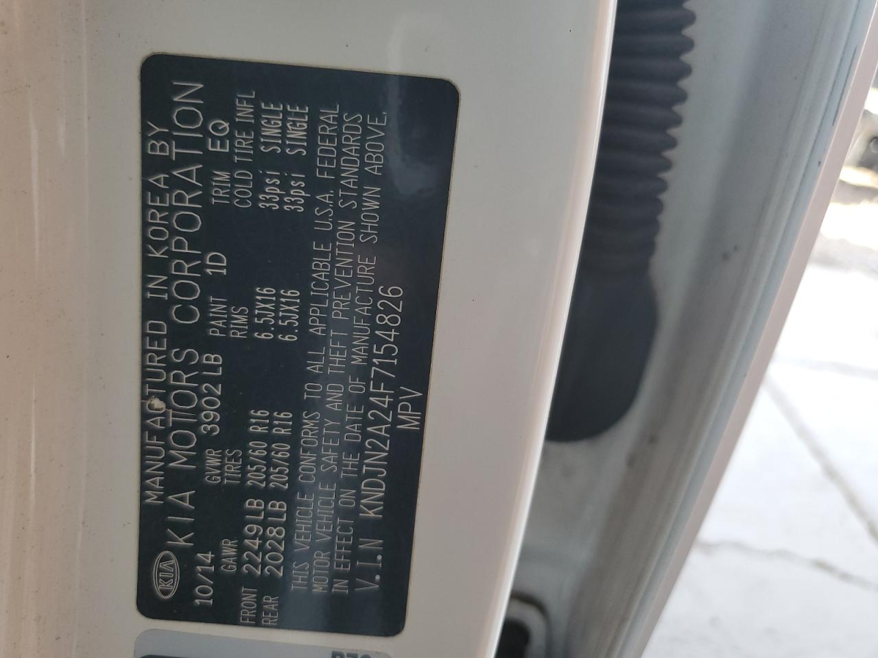 2015 Kia Soul VIN: KNDJN2A24F7154826 Lot: 60300474