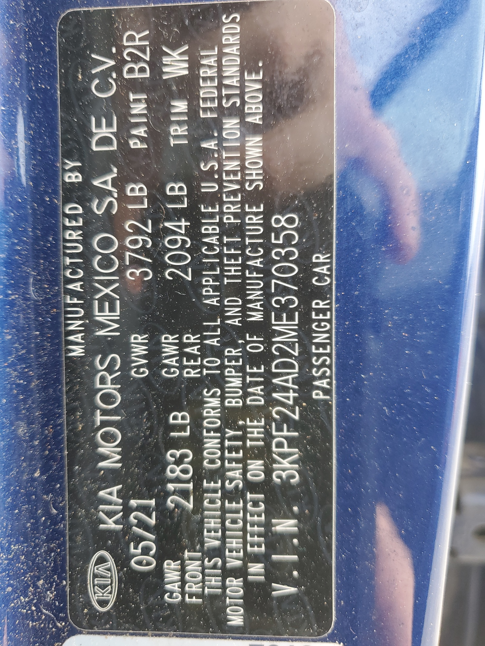 3KPF24AD2ME370358 2021 Kia Forte Fe