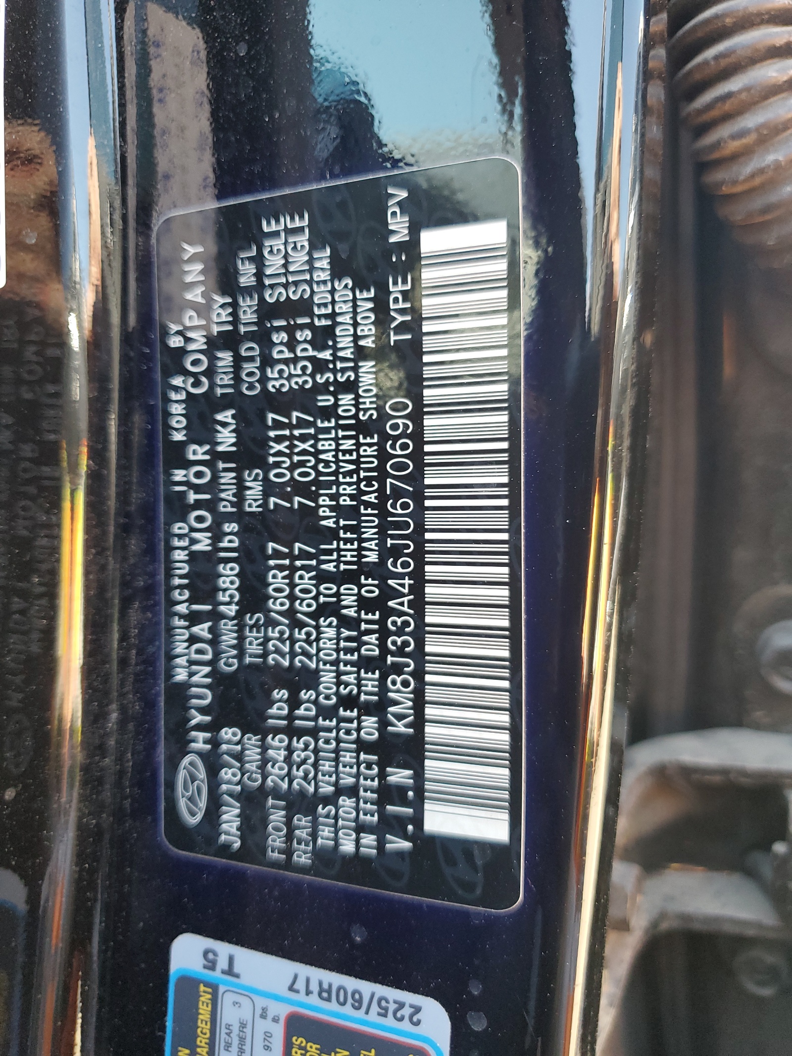 KM8J33A46JU670690 2018 Hyundai Tucson Sel