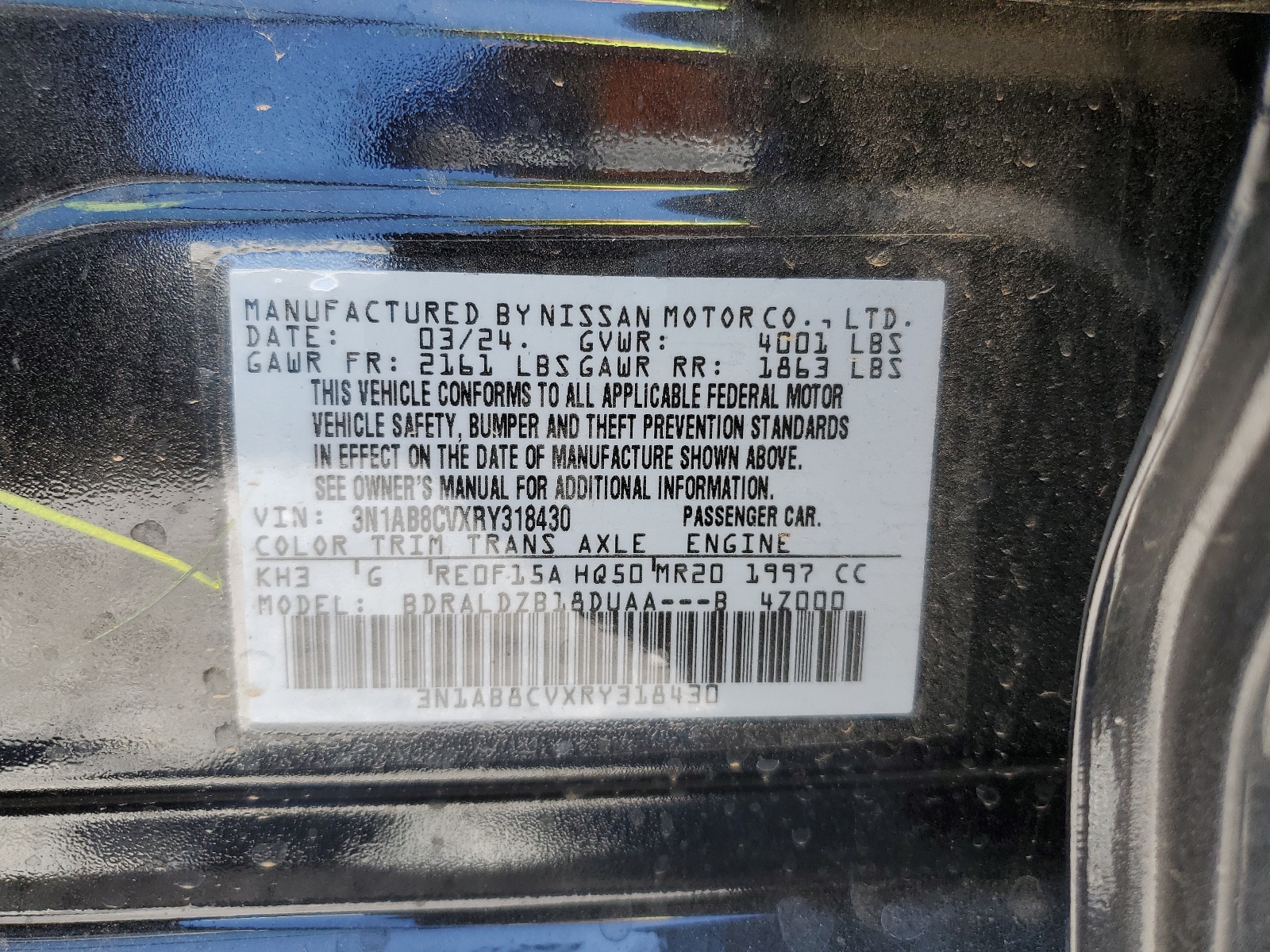 3N1AB8CVXRY318430 2024 Nissan Sentra Sv