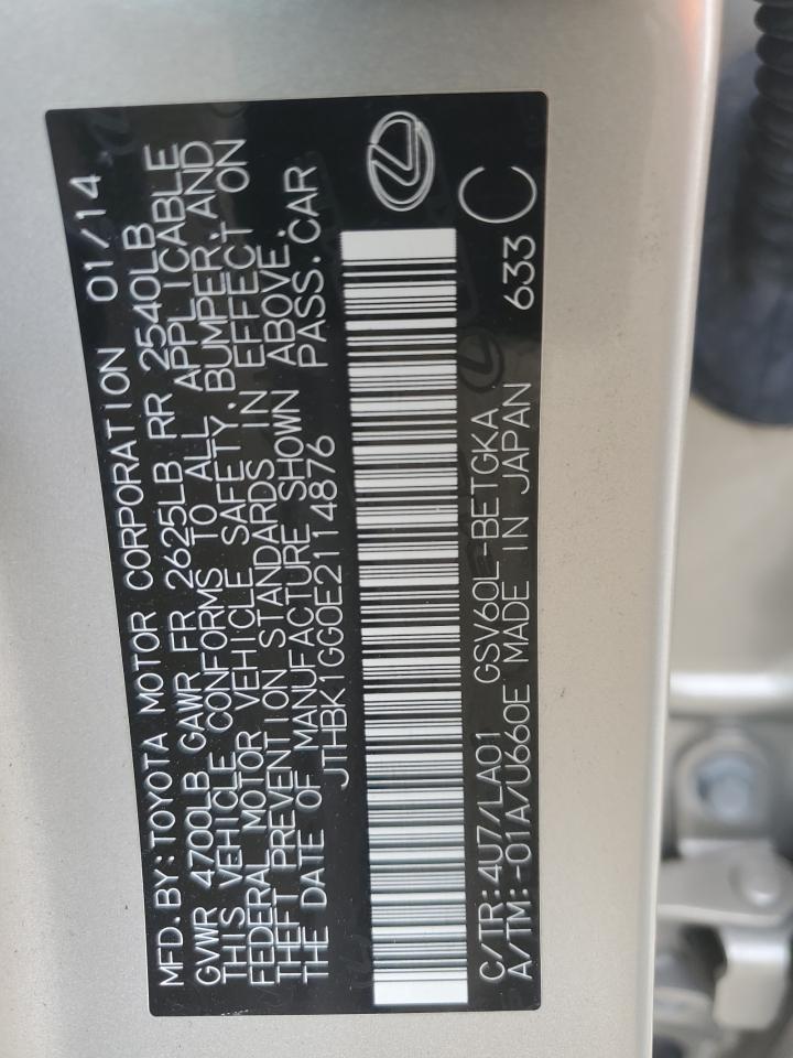 2014 Lexus Es 350 VIN: JTHBK1GG0E2114876 Lot: 59921014