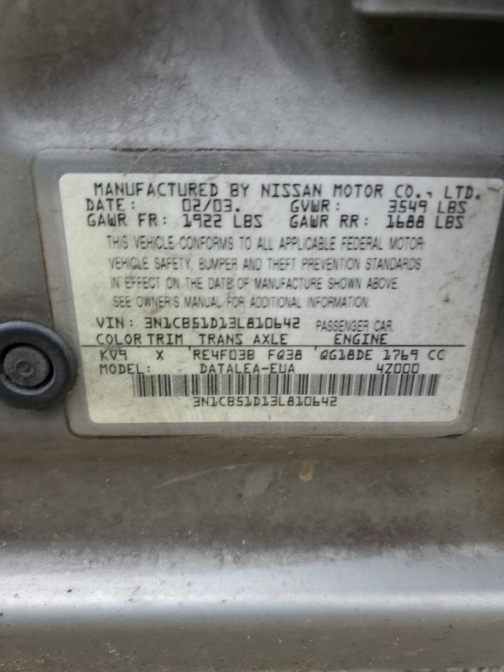 3N1CB51D13L810642 2003 Nissan Sentra Xe