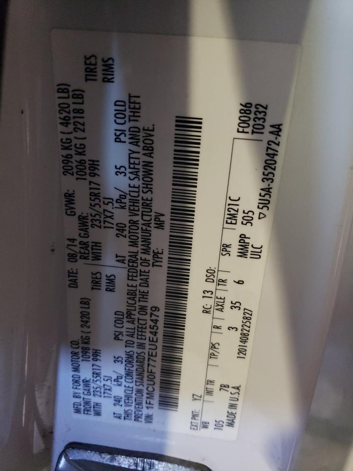 2014 Ford Escape S VIN: 1FMCU0F77EUE45479 Lot: 57499374