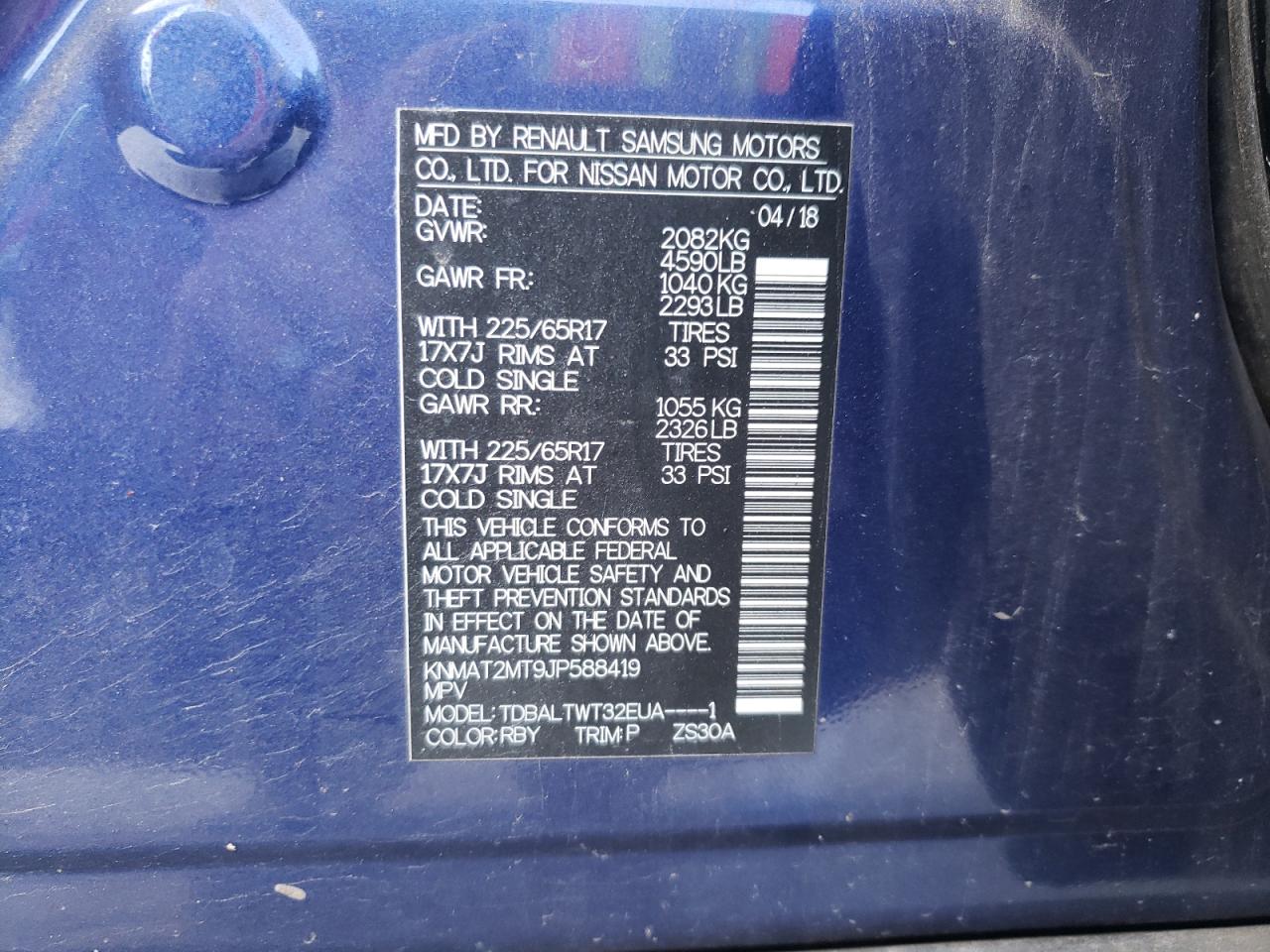 2018 Nissan Rogue S VIN: KNMAT2MT9JP588419 Lot: 61219274