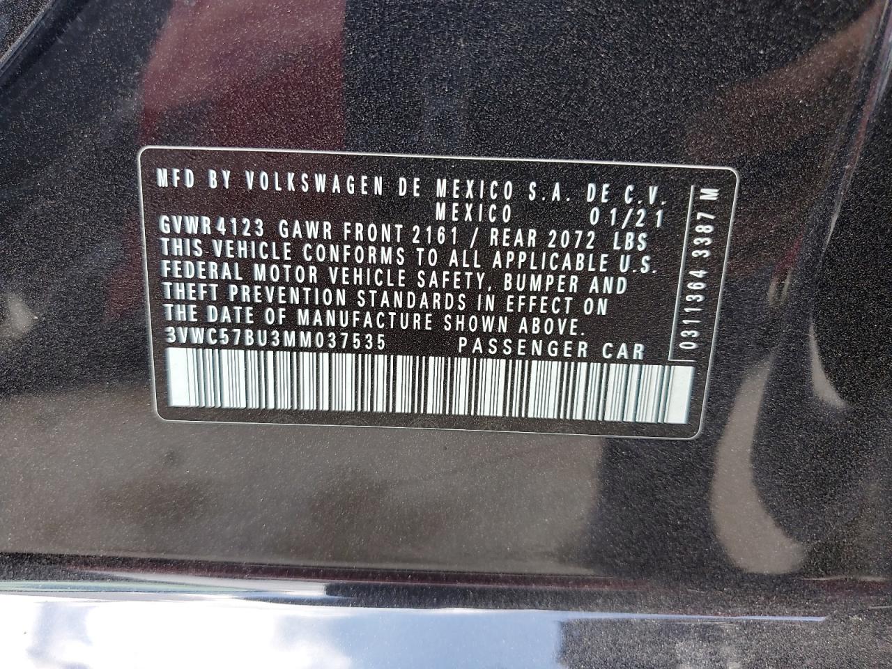 2021 Volkswagen Jetta S VIN: 3VWC57BU3MM037535 Lot: 60247954