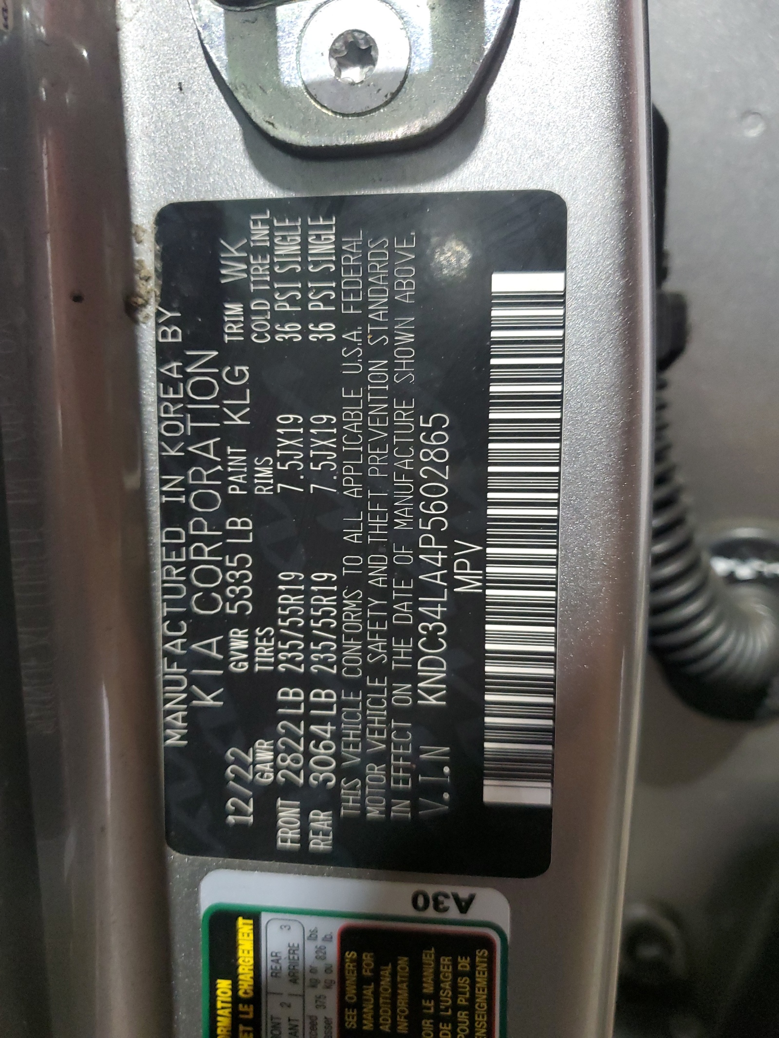 KNDC34LA4P5602865 2023 Kia Ev6 Light