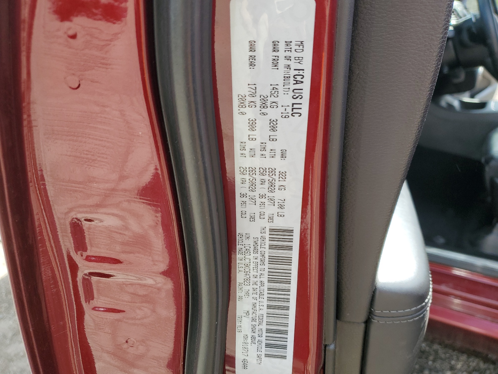 1C4SDJCT8KC647823 2019 Dodge Durango R/T