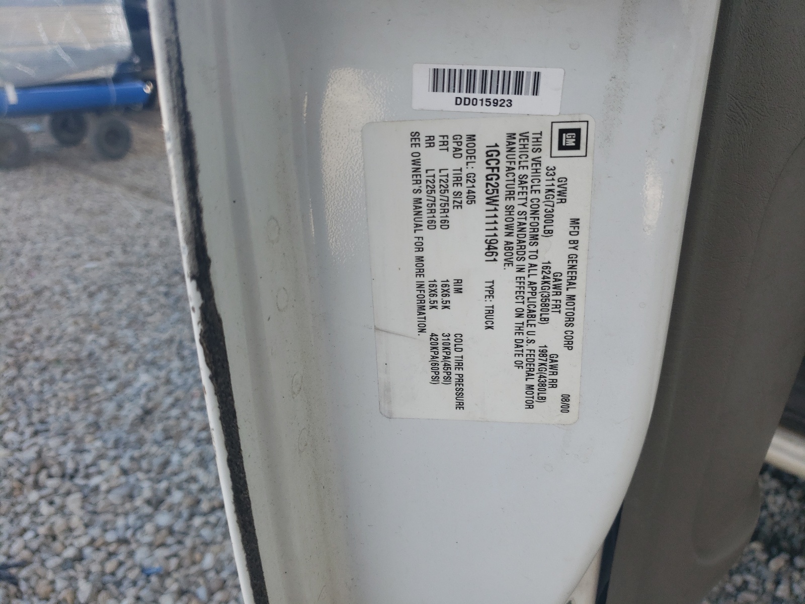 1GCFG25W111119461 2001 Chevrolet Express G2500