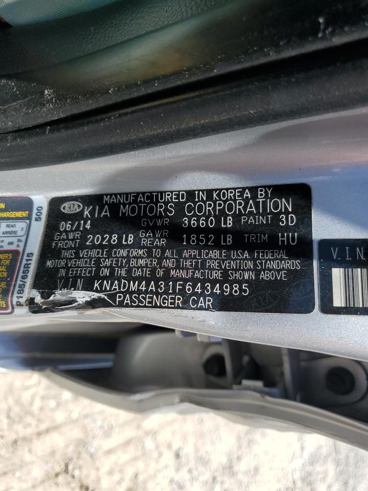 2015 Kia Rio Lx VIN: KNADM4A31F6434985 Lot: 58522214