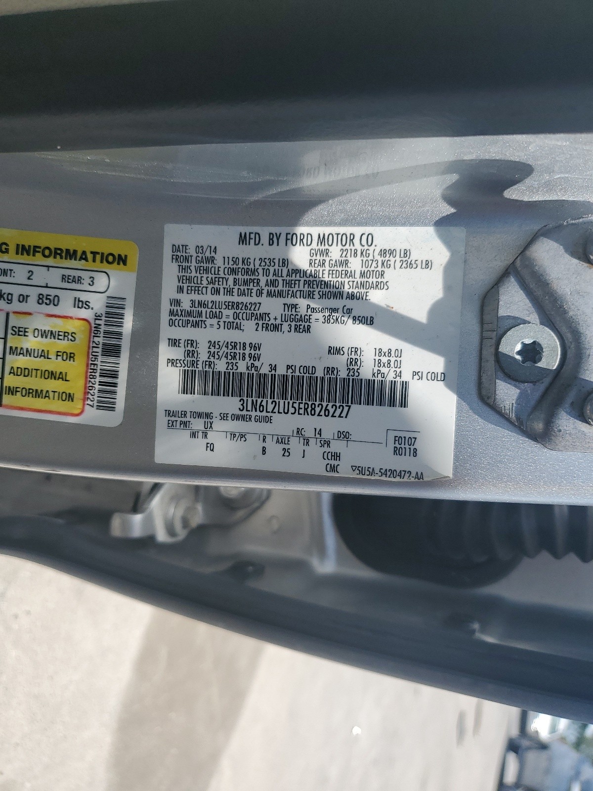 3LN6L2LU5ER826227 2014 Lincoln Mkz Hybrid