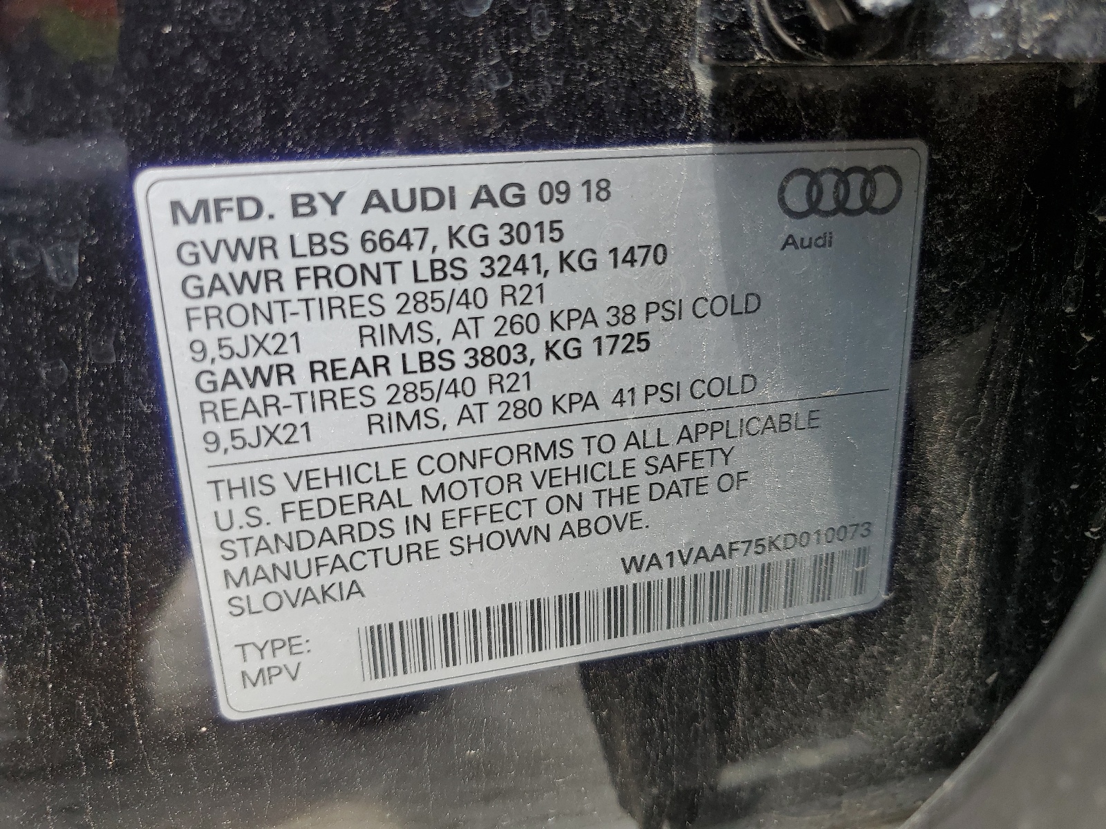 WA1VAAF75KD010073 2019 Audi Q7 Prestige