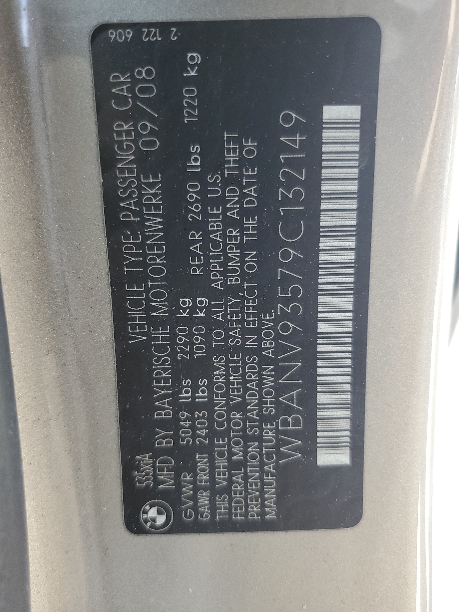 WBANV93579C132149 2009 BMW 535 Xi