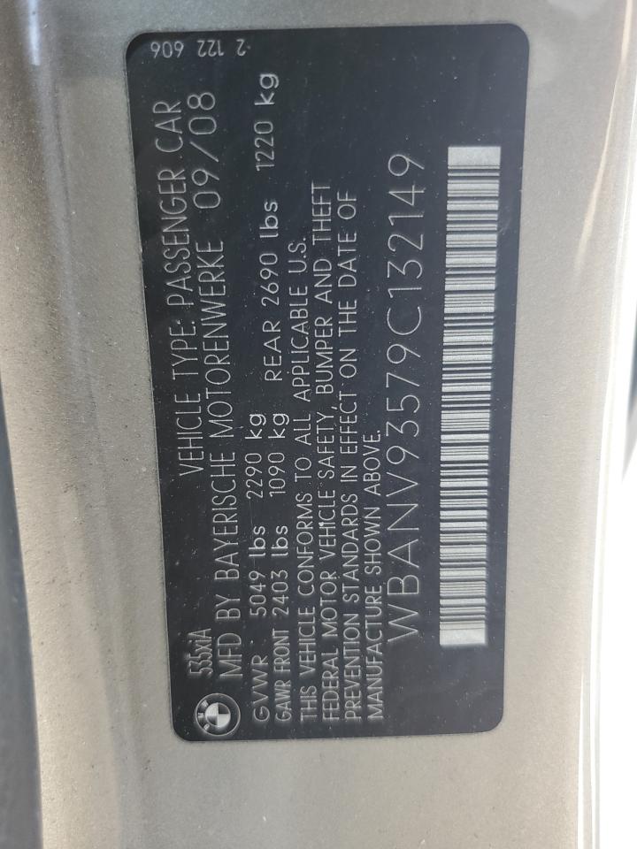 2009 BMW 535 Xi VIN: WBANV93579C132149 Lot: 58444274