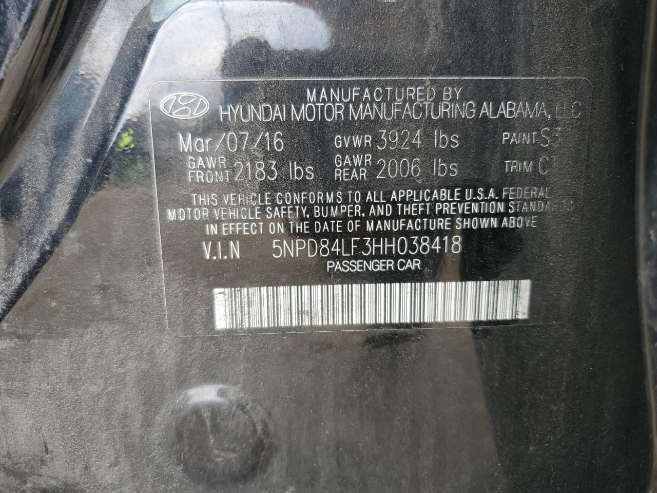 2017 Hyundai Elantra Se VIN: 5NPD84LF3HH038418 Lot: 56815474