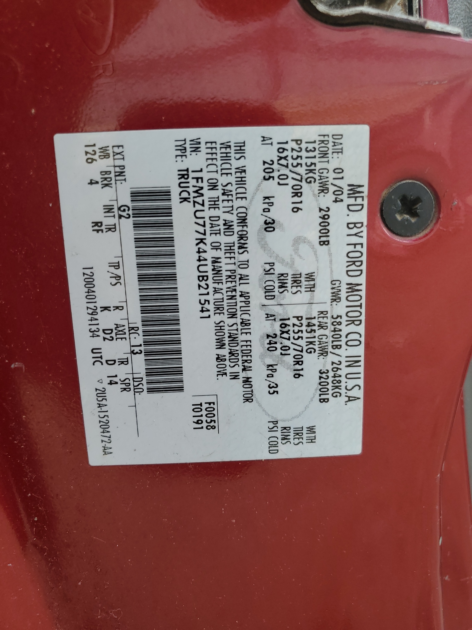 1FMZU77K44UB21541 2004 Ford Explorer Sport Trac