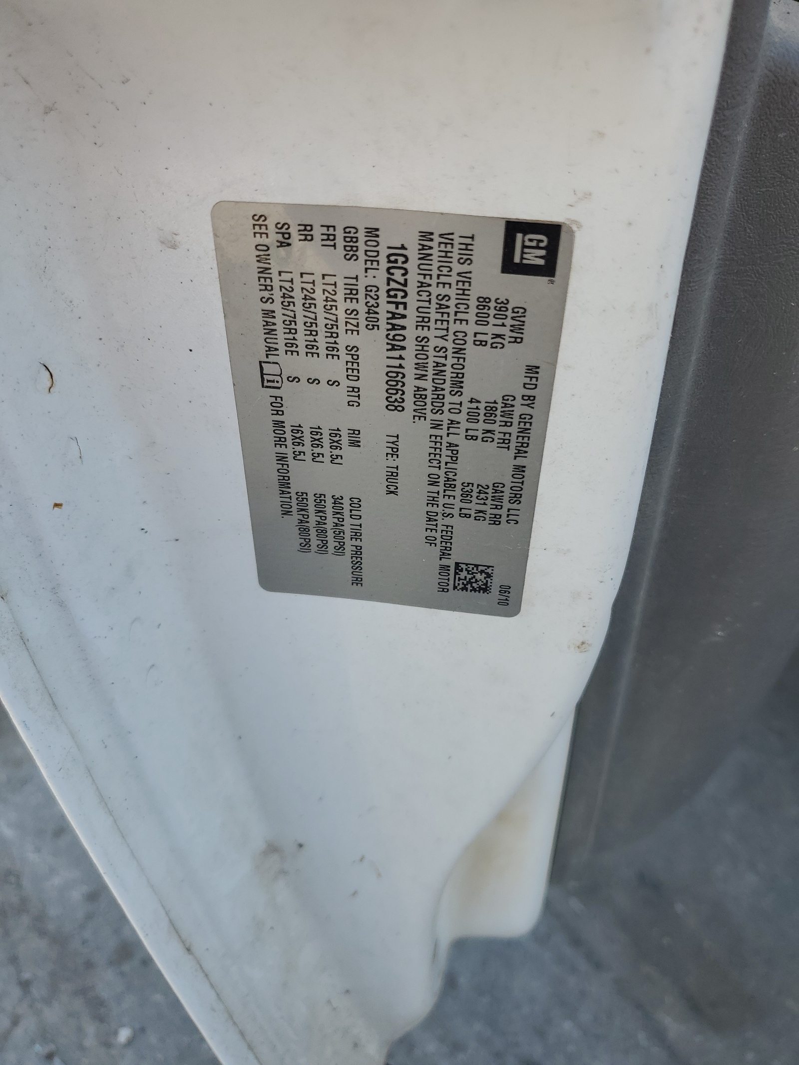 1GCZGFAA9A1166638 2010 Chevrolet Express G2500