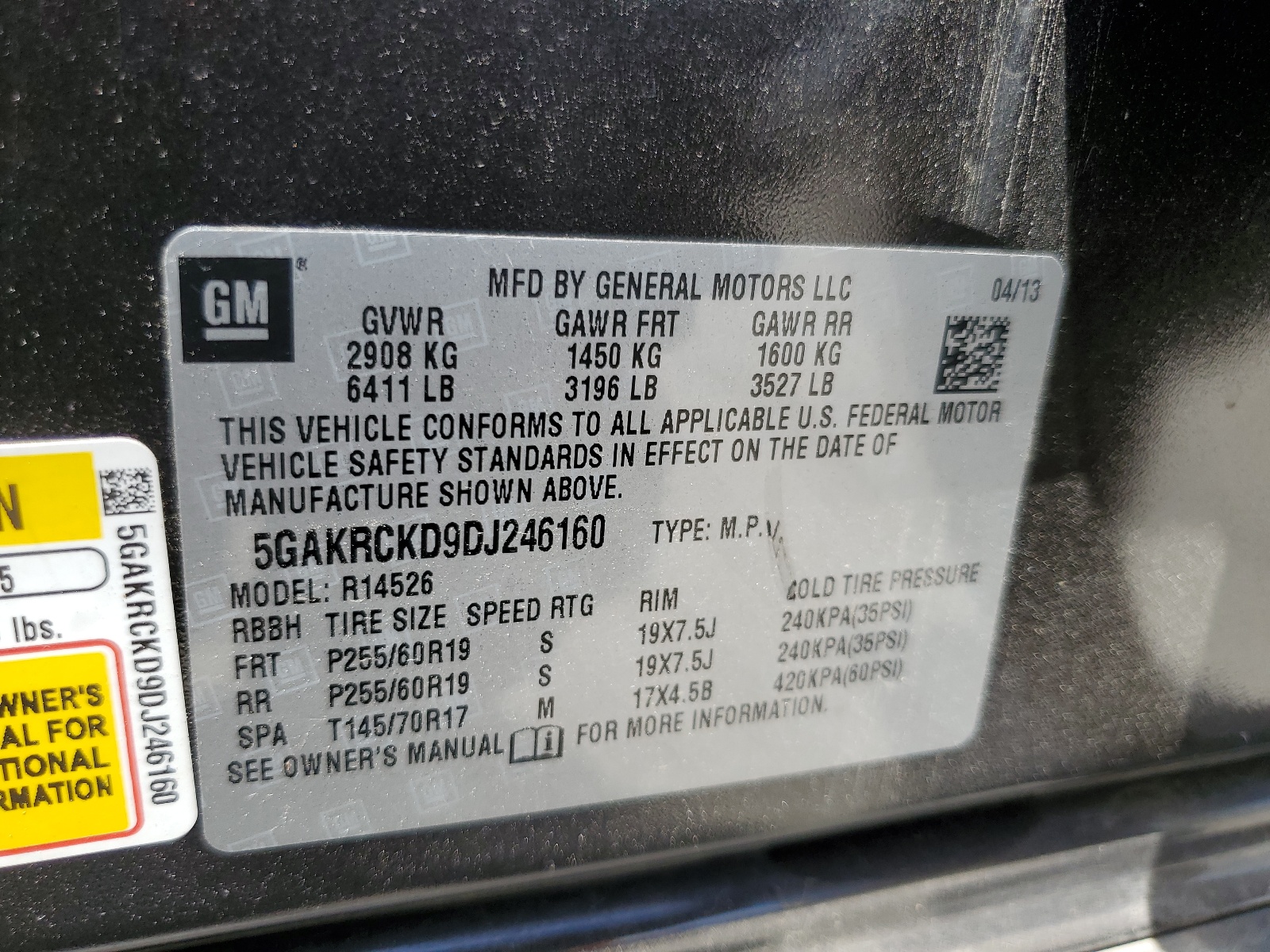 5GAKRCKD9DJ246160 2013 Buick Enclave