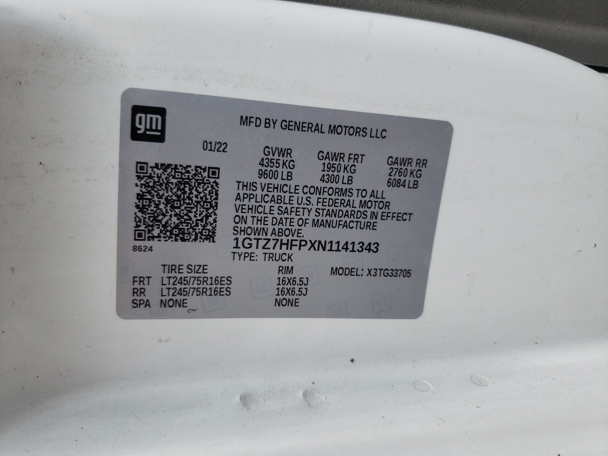 1GTZ7HFPXN1141343 2022 GMC Savana G3500