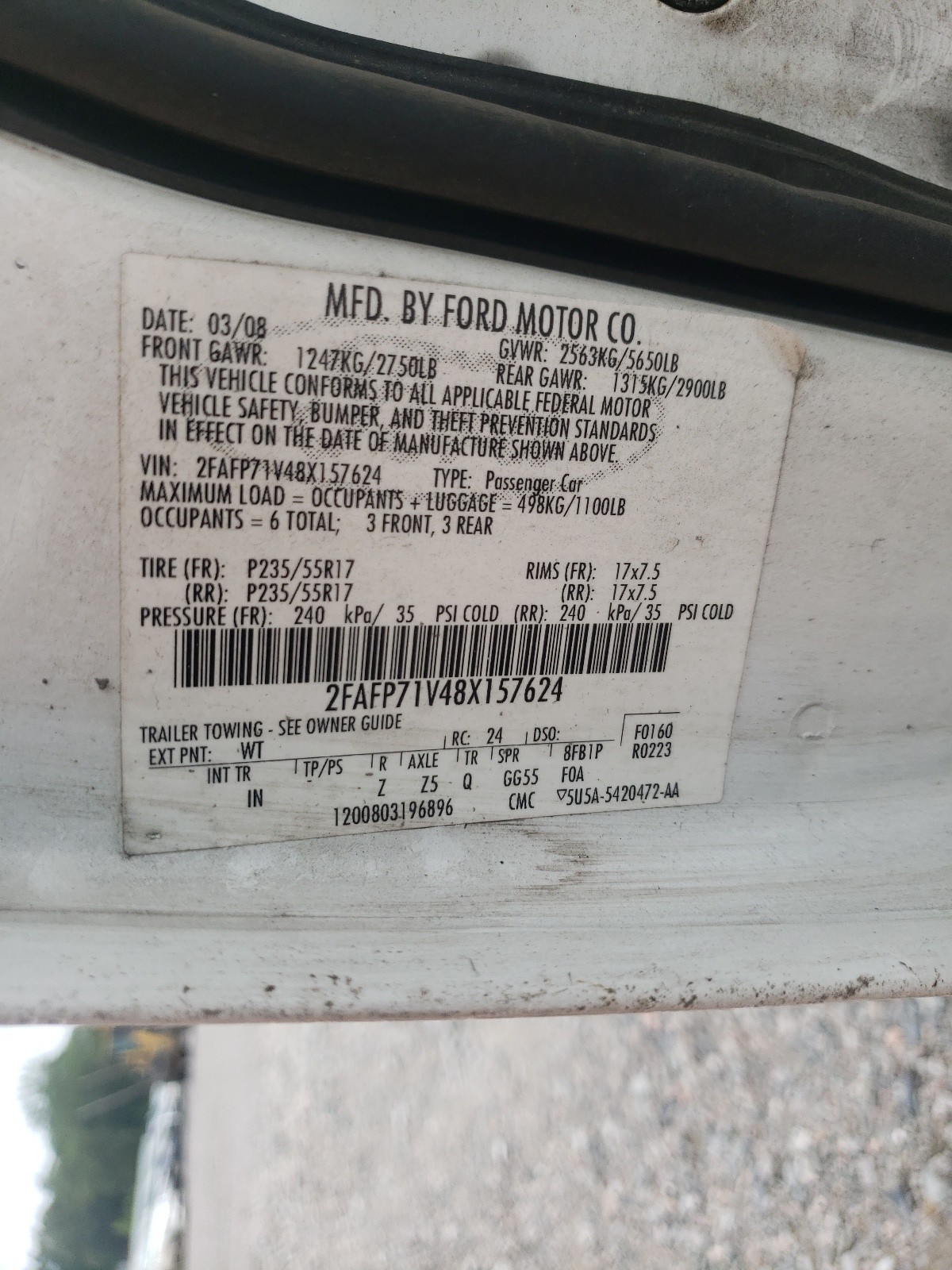 2FAFP71V48X157624 2008 Ford Crown Victoria Police Interceptor