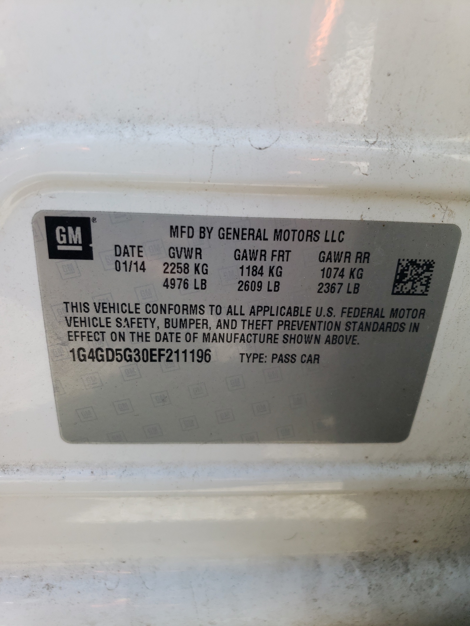 1G4GD5G30EF211196 2014 Buick Lacrosse Premium