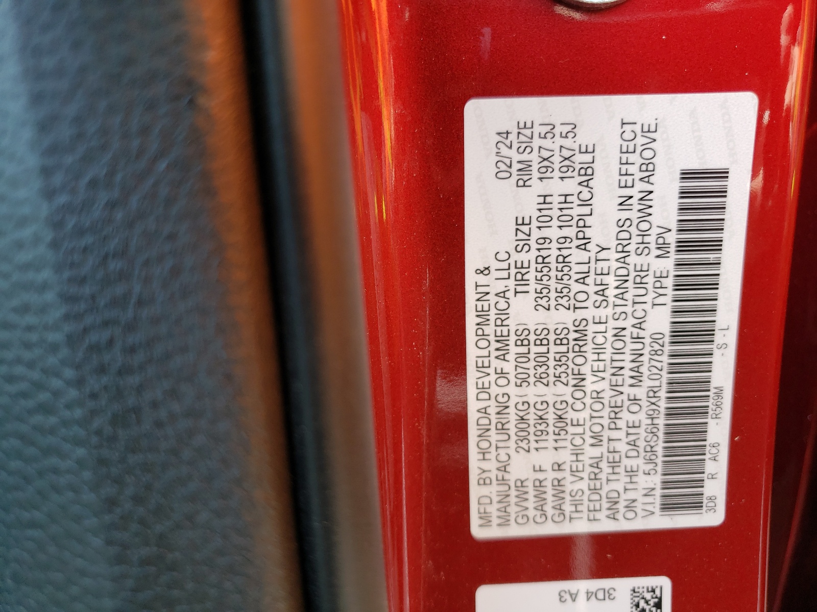 5J6RS6H9XRL027820 2024 Honda Cr-V Sport Touring