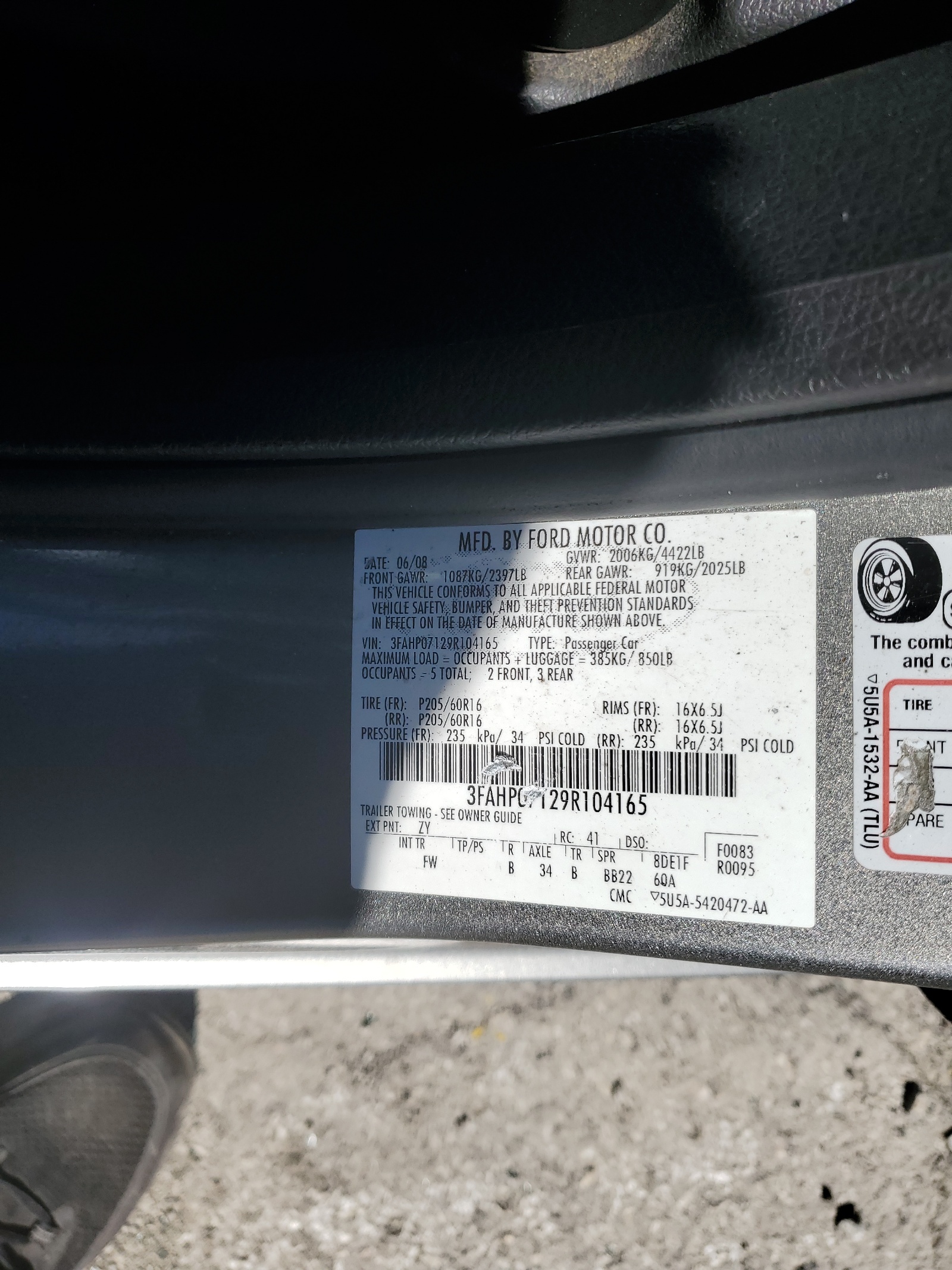 3FAHP07129R104165 2009 Ford Fusion Se