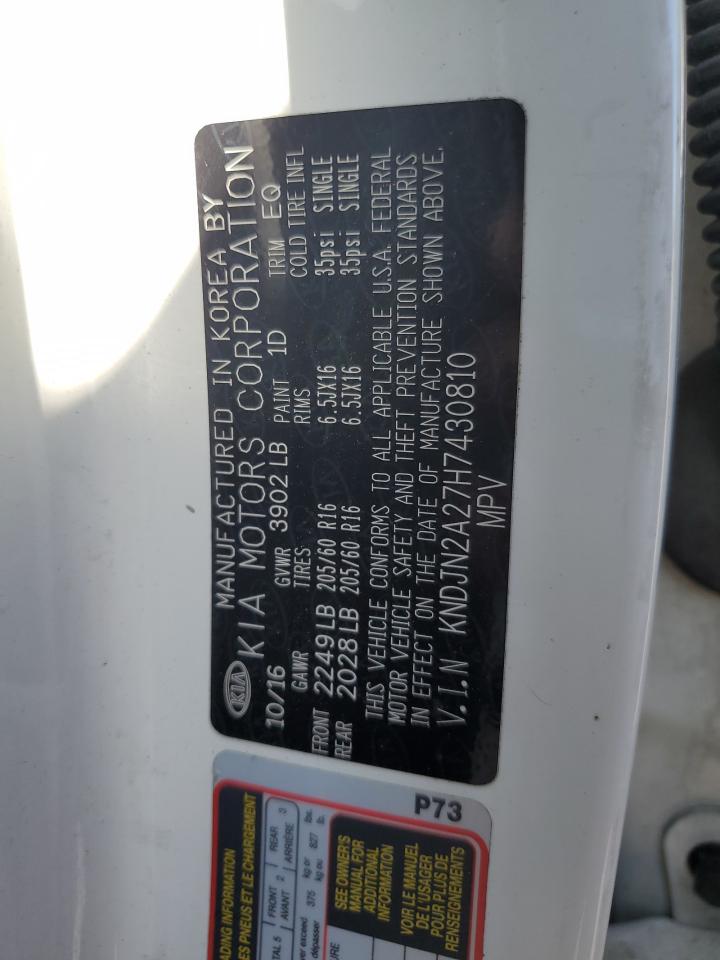 2017 Kia Soul VIN: KNDJN2A27H7430810 Lot: 60255454