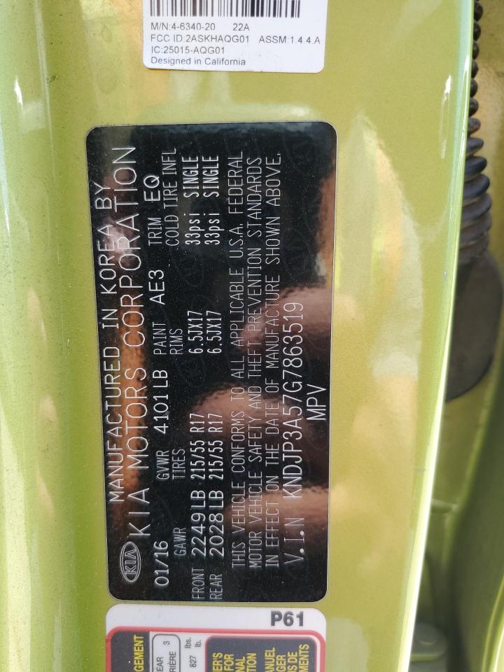 2016 Kia Soul + VIN: KNDJP3A57G7863519 Lot: 67342144