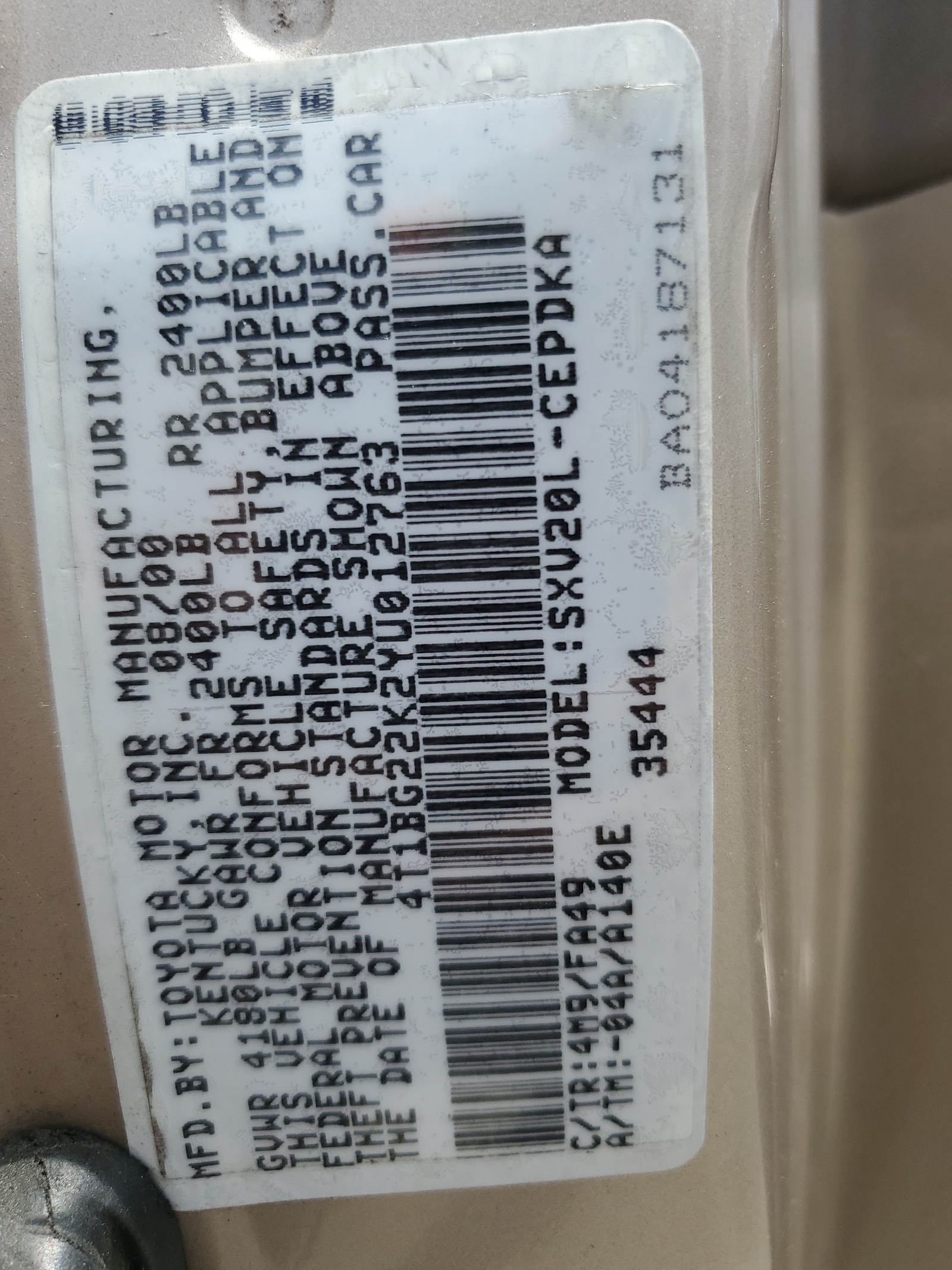 4T1BG22K2YU012763 2000 Toyota Camry Ce